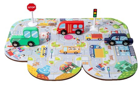 keloppasit Tracks Floor -Puzzle, Kinderspielsäge Rätsel - Lustiges pädagogisches Puzzlespielzeug,Stadtverkehrslabyrinth, Lernspiele, Feinmotorik -Aktivitätsspielzeug für im Alter von 3+ Bildung