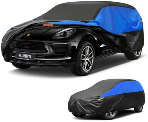 Copriauto Gunhyi Impermeabile e Traspirante, Telo per Porsche Macan, Copriauto Nero e Blu, Telo da Garage Completo per Proteggere da Pioggia, Sole e Polvere.