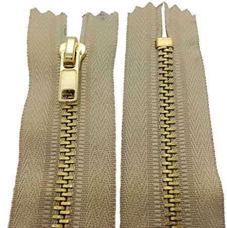 Starlet24® Reißverschluss Metall 4 mm Zipper nicht teilbar, Reißverschlüsse Metall-Zähne für Jeans Leder Geldbörsen Hosen Taschen - Beige 20 cm
