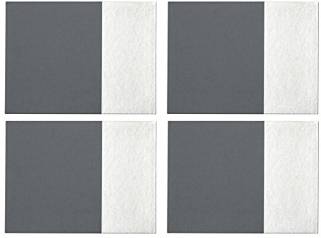 Geome Dipped Placemats, Rectangular, Leather Effect/Grey & Silver, Set of 4