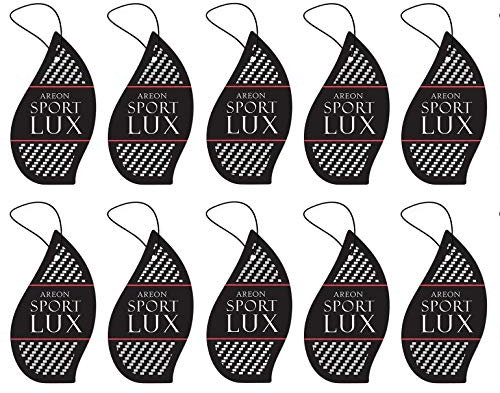 AREON Lufterfrischer Auto Sport Lux Silber Duft Anhänger Hängend Aufhängen Spiegel Schwarz Pappe 2D Set (Silver Pack x 10)