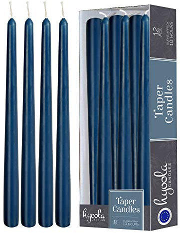 Hyoola Stabkerzen - 30 cm Mitternachtsblau, Tropffreie Tafelkerzen - Kerzen Lange Brenndauer 10 Stunden - 12er Pack