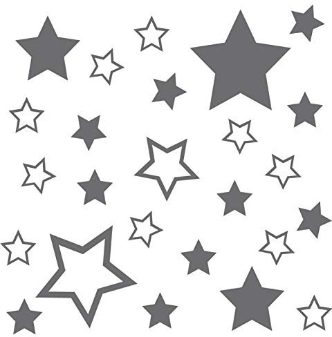 kleb-Drauf® | 25 Sterne | Silber - matt | Autoaufkleber Autosticker Decal Aufkleber Sticker | Auto Car Motorrad Fahrrad Roller Bike | Deko Tuning Stickerbomb Styling Wrapping