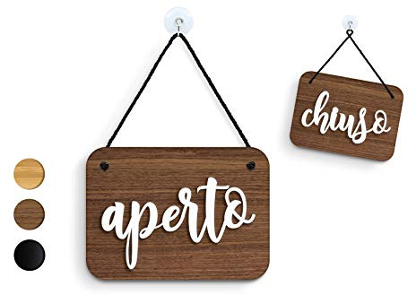 Signs | Shabby Chic Aperto/Chiuso Türschild [OC06] - Italienisches Doppelseitig hängende Türplatte - Reversible Open Closed Business Shop Window Sign for Bar, Pubs, Restaurants and Shops