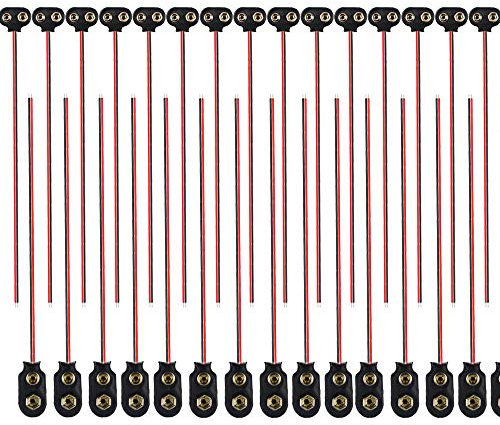 Senven 30pcs Haute qualité 9v Connecteur de batterie I et T Type Clip de batterie Connecteur, 15cm Câble Cordon 9 Volts Clip de batterie Connecteur Type T - Cuir, noyau cuivre