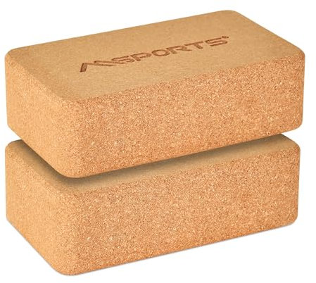 Premium Yogablock - Auswählbar 1x oder 2er Pack - Yogaklotz (Kork, 2x Yogablöcke)