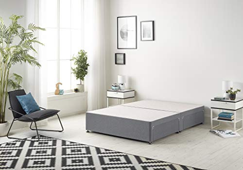Bed Centre Charcoal Premier Divan Bed Base With Headboard And Storage Drawer- 3FT Single, 4FT Small Double, 4ft6 Double, 5FT King (Single 90 x 190 cm, No Drawer-No Headboard)
