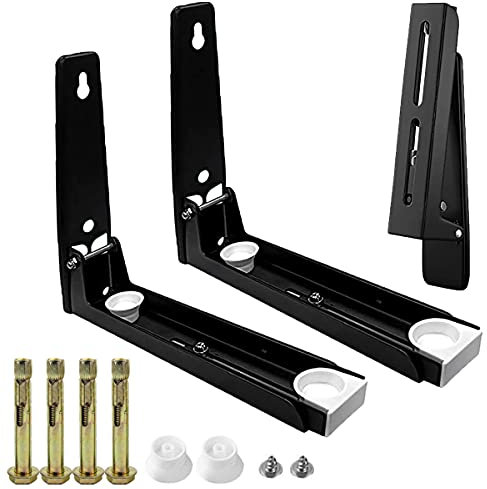 LCOUACEO 2 Pièces Support Mural Micro Onde,Supports Micro Ondes en Acier Inoxydable,Support Mural Étagère pour Micro Ondes,Murale pour Porte-Micro-Ondes,Universel Support pour Four à Micro-Ondes