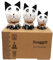 SusggO-Set mit 3 Katzen aus Holz. Handgemachte Figuren, dekorative Katzen, Dekoration, handgeschnitzte Glückskatze, Ornament, Möbel (Weiß, abgenutzt, Details Schwarz GBN)