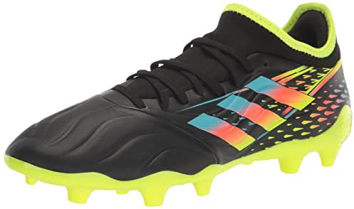adidas Unisex-Erwachsene Copa Sense.3 Fußballschuh für festen Boden, Schwarz/helles Cyan/Team Solargelb, 42/43 EU