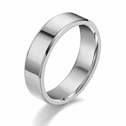 Gualiy Edelstahlring kein Stein, Eheringe aus Chirurgenstahl 316L mit 6MM Poliertes Band Ring für Jungen Silber, Größe 60 (19.1)