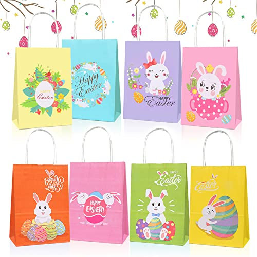 8 Stück Ostertüten zum Befüllen, Osterhasen Tüten, Geschenktüten für Kinder zu Ostern, Candy Tüten Geschenktüten Hasen Ostertüte, Geschenken für Kinder und Erwachsene