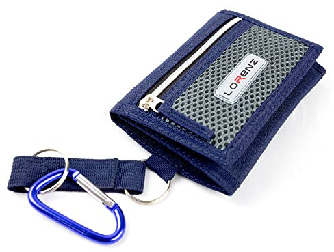 Portefeuilles de sport pour garçons, portefeuille en toile à trois volets pour hommes avec poche pour pièces de monnaie et porte-cartes de crédit, portefeuille imperméable pour adolescents avec chaîne