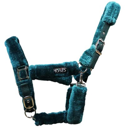 Horses, Nylon Halfter Soft Fluffi, Komfortables Halfter zum Führen des Pferdes an der Hand oder zum Sichern beim Putzen, Satteln oder Transportieren (Full, Dunkelgrün)