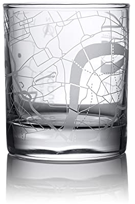 O3 DESIGN STUDIO London City Map Whiskey-Glas, einzigartiges Geschenk, 300 ml