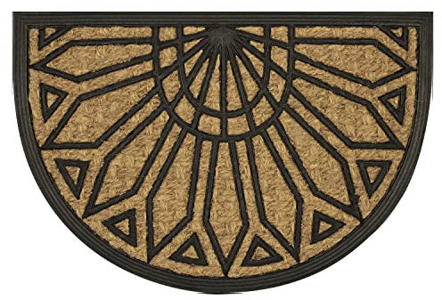 OLIVO.shop | PROMO - Zerbino in cocco intrecciato e gomma, tappeto ingresso casa mezzaluna 40x60 cm (DISEGNO 3)