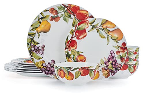 Mikasa Orchard Bone China Lightweight Chip Resistant 12 Piece Dinnerware Set, Service for 4