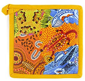 Excelsa Aboriginal Presina da Cucina, Cm. 20 x 20, Fodera 100% Cotone, Imbottitura in Poliestere