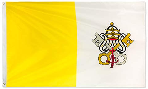 Drapeau du Vatican 0,9 x 1,5 m (sans mât) Drapeau du Vatican en polyester avec œillets en laiton
