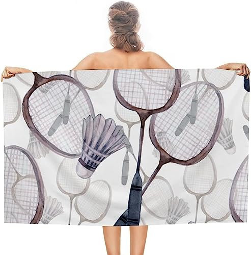 Buohwiwe Mikrofaser Strandtuch Badminton Handtuch Groß 70x150 cm Sportmuster Strandtuch 3D Badetuch Strandhandtuch Schnell Trocknendes Weiches Strandlaken, Saunatuch, Reisehandtuch