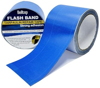 Cinta de reparación de Lona/Carpa. Cinta adhesiva profesional. Cinta selladora impermeable: plástico invernadero, remolque, tienda de campaña o toldo. PVC reforzado con fibra de vidrio. 8 cm x 5 m