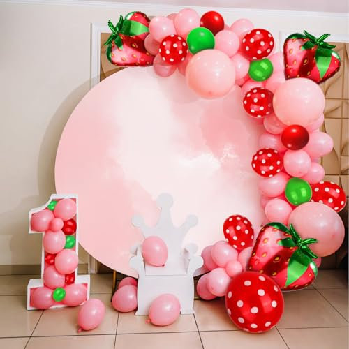 131-Teiliges Erdbeer Ballongirlanden Set, Erdbeer Ballonbogen Rosa und Rot Große Erdbeer Helium Ballon Latex Ballons mit Band und Klebepunkten für Geburtstag Babyparty Hochzeit