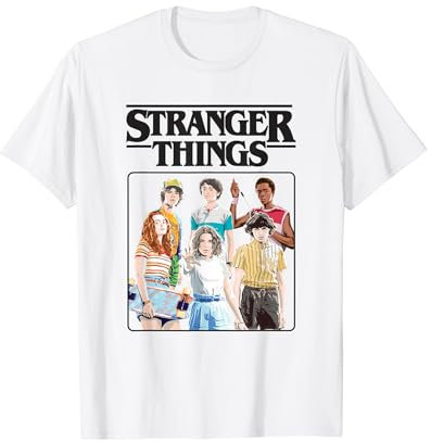 Stranger Things Vintage Eighties Retro Group Shot Title Logo T-Shirt