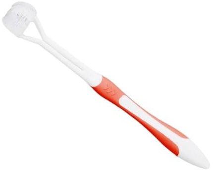 AD-BCrbgen Spazzolino da Denti in Silicone a 3 Lati da 1 Pezzo for la Pulizia Completa dei Denti Spazzola sostituibile con Testina for sbiancamento dei Denti for Adulti (Color : Red)