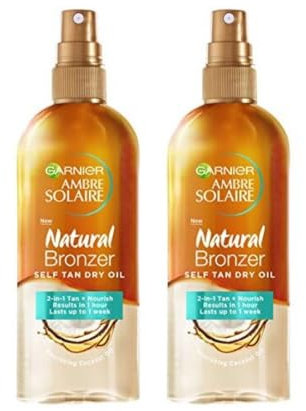 2 x Garnier Ambre Solaire Natural Bronzer Selbstbräuner Öl Dry Oil je 150ml
