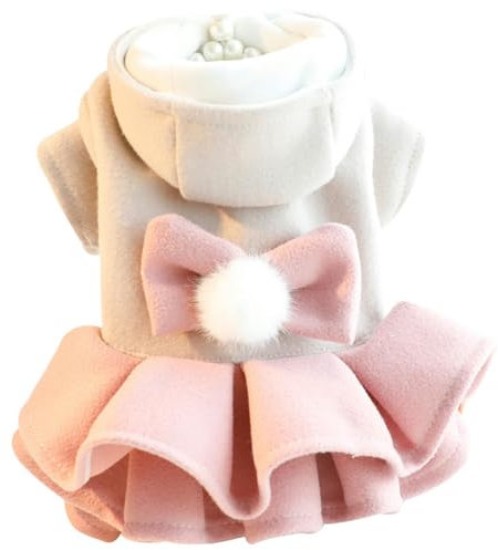 UOSIA Dog Hoodie Dress Winter Dog Coat for Small Dogs Girl Cold Weather Warm Puppy Dresses Pet Clothes Outfits for Chihuahua Yorkie Teacup Cat Skirt