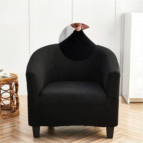 FANSU Sesselschoner mit Armlehne Sesselbezug Stretch Sofabezug Husse, Jacquard Sesselüberwurf Tub Chairs Sesselhussen für Clubsessel Loungesessel Cocktailsessel (Schwarz)