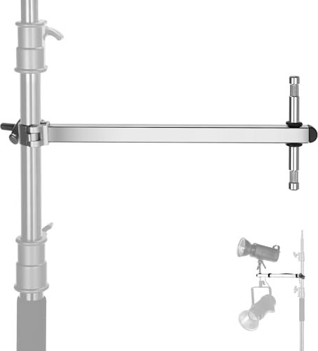 NEEWER Versetzter Arm mit Klemme und Zwei 5/8 Babystiften für LED Videolicht Studioblitz, 46cm Edelstahl Galgengriffarm für ø1,2-1,4 Mittelsäulen Foto Lichtstativ, max Belastung 22 Pfund, UA038