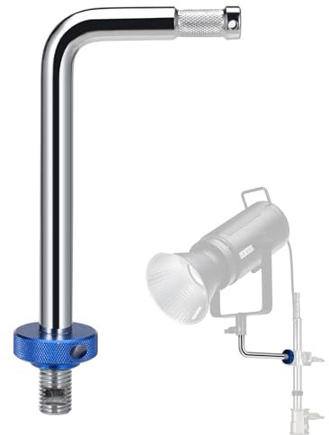 NEEWER Stainless Steel 5/8 Baby Pin Stud Right Angle Grip Arm for 3 or 4 Way Clamp System C Stand Boom Arm Light Stand, 7.5inch Light Mount for LED Video Light Studio Flash, Max Load 22lb/10kg, UA046