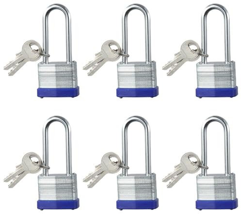 napkery Lot de 6 paires de cadenas à anse longue/courte en acier laminé 34 x 19,5 x 48 mm/34 x 19,5 x 71,5 mm