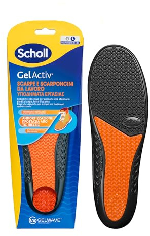 Scholl GelActiv Einlegesohlen und Arbeitsschuhe, Einlegesohlen mit dämpfender GelWave-Technologie, kontinuierliche Unterstützung für Menschen, die lange stehen, Größe 40-46,5