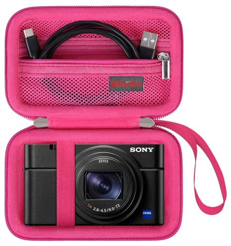 Elonbo Kameratasche für Sony RX100 VII/ RX100 VI/ RX100 V/ RX100 IV/ RX100 III Kompakt Digitalkamera, Sony Vlogging Kamera Reisetasche, Himbeere