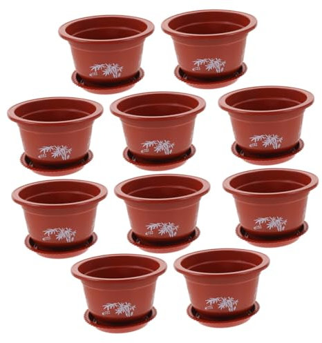 CAXUSD Lot de 10 Pots De Fleurs pour Maison Jardinière Ronde Bol De Jardinière Pot D'arrosage De Jardin