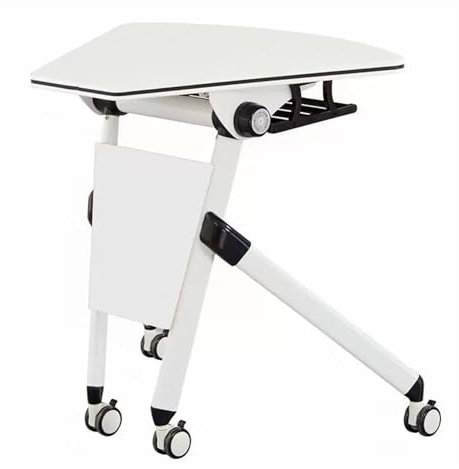 TANTOYO Klappbarer Konferenzraumtisch mit um 360° drehbaren Rädern, Metall-Aufbewahrungsregal und Leitblechen, mobiler Schulungstisch für den Sektor Flip/Weiß/31,5 * 19,7 * 29,5 Zoll