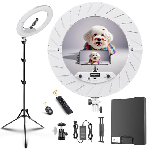 18 Inch Ring Light Kit, 55W Dimmable LED Light, Tripod Stand, Remote Controller,Box,CRI95(White)