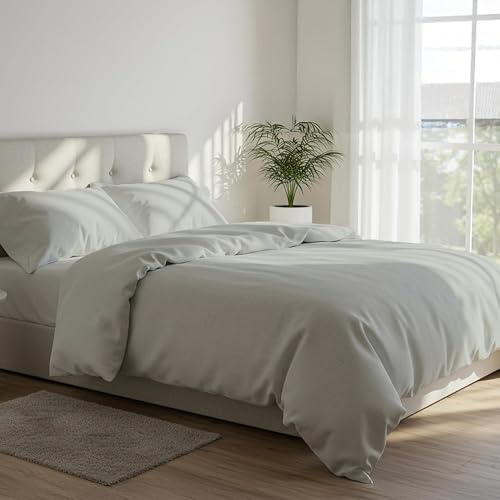 DANYDude 100% Egyptian Cotton 400TC Single Duvet Cover and Pillowcase Set | Hypoallergenic Machine Washable, King Size Bed Quilt Cover Set
