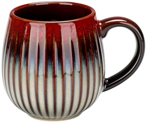 Yuedefly 500ml Large Coffee Mug with Handle,Ceramic Coffee Mugs Tea Cup,Stoneware Mug,Porcelain Coffee Mug,Cappuccino Cups for Office and Home(Red)