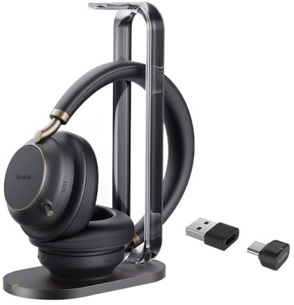 Yealink BH 76 Plus Teams Headset inkl. Ladeständer – Bluetooth, ANC, 40h Akkulaufzeit, USB-C/A, Schwarz