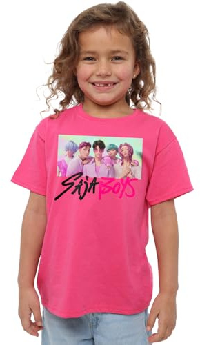 Kpop Demon Hunters Unisex Kids K-pop Demon Hunters - Saja Boys Photo Frame Kids T Shirt, White T-Shirt (Pack of 1)