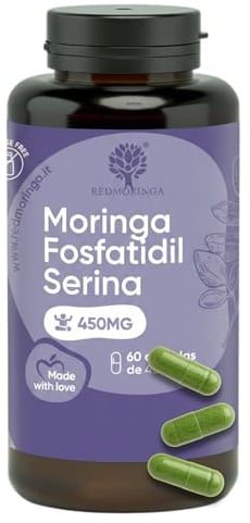 Phosphatidylserin 450 mg mit Moringa | Natürliches Nahrungsergänzungsmittel | 60 Kapseln Made in Italy | RedMoringa