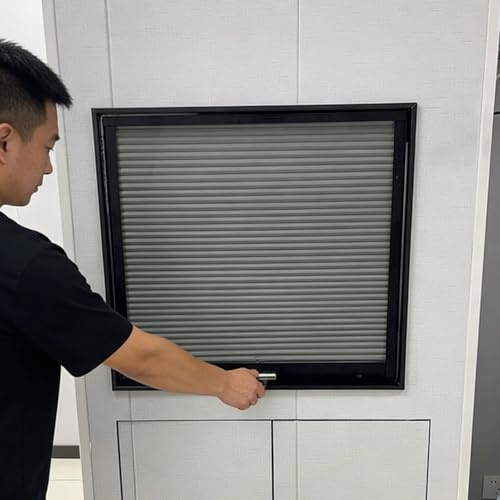 Vibeo Porte Accordéon Interieur Porte de Placard à Enroulement Rétractable avec Rail Noir, Panneau de Porte à Tambour sur Mesure 40-90 cm, Portes Pliante Accordéon pour Cuisine(40x40cm(15.7x15.7in))