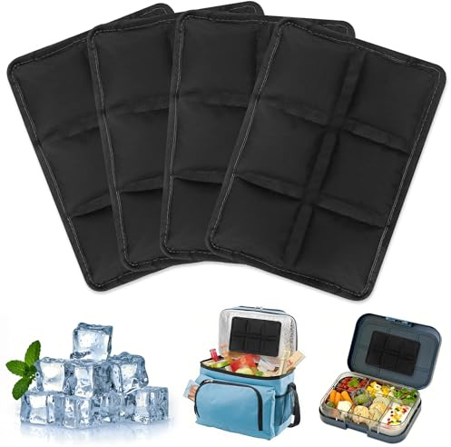 LQTSLFM Kühlakkus für Kühltasche, 4 StückKühlakku Gel, Kühlpack für Lunch, Kühlpads für Kühltasche, Wiederverwendbar Kühlpacks für Schule, Büro, Picknick, Camping und Reisen