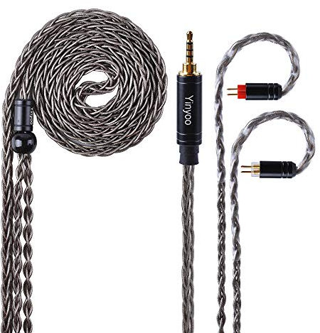 Yinyoo 8 Core Kopfhörer Upgrade Kabel Abnehmbare Kopfhörer Kabel Verbesserte Silber Überzogene Kupfer Kabel mit 0,78mm 2 Pins für KZ ZST ES4 ZS6 ED16 ZS10 TFZ TRN V80 Audeze Isine 10 (2Pin 2,5)