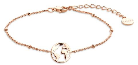 XENOX XS2986R Damen Armband Welt Erde Sterling-Silber 925 Rose 18,5 cm