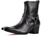 OSSTONE Stivaletto da uomo Chukka in pelle Stivaletti firmati Scarpe casual tacco Chelsea Stivali con Cerniera OS-JY002-black-belt-10.5