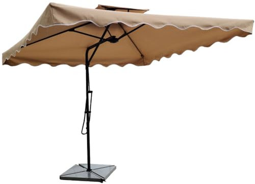 BAKAJI Ombrellone da Giardino Decentrato 2,5 x 2,5 Mt Palo in Metallo Chiusura a Leva Base a Croce Sistema Air Vent Arredamento Esterno Gazebo Terrazzo Esterno (Beige)